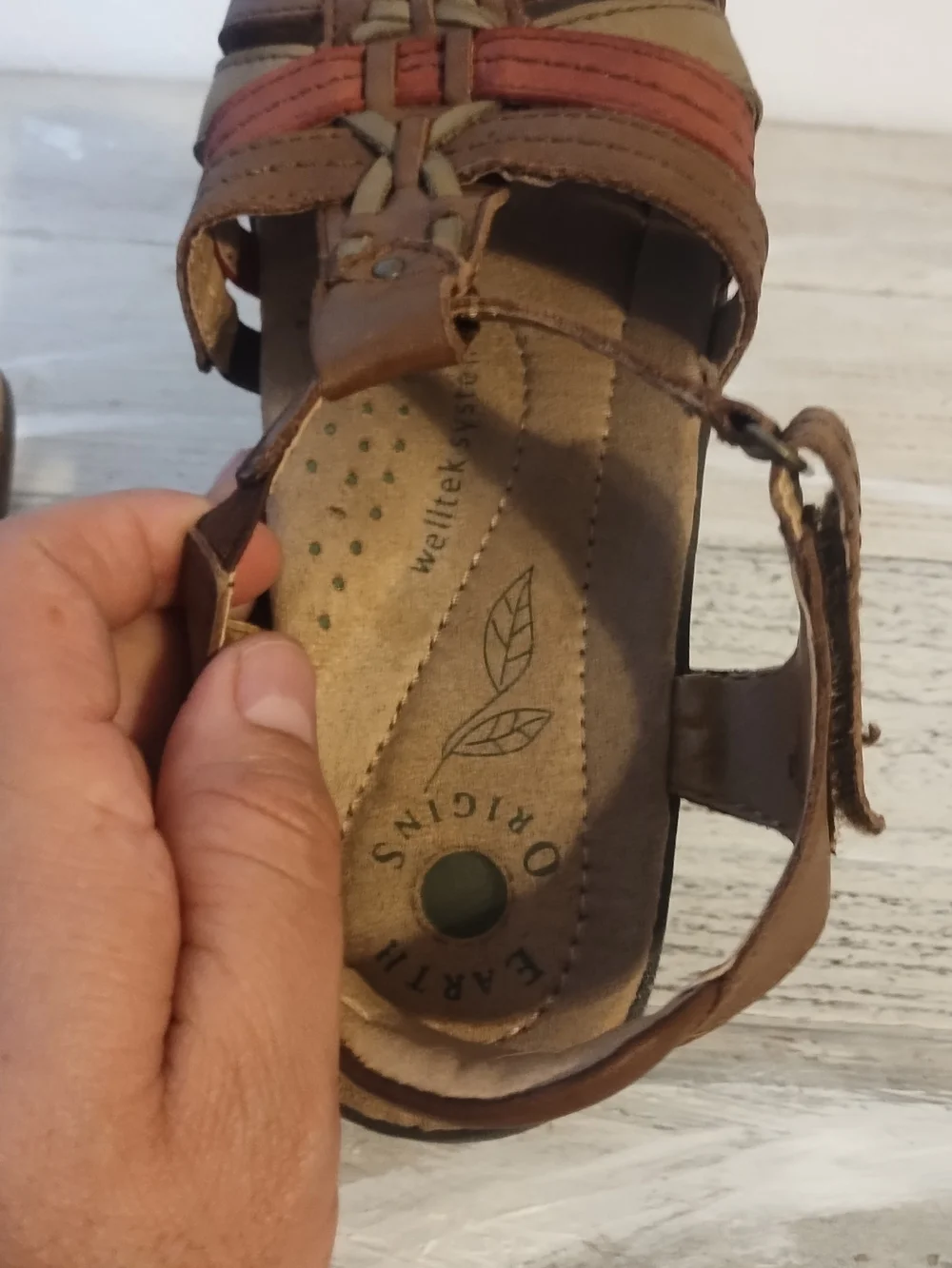 Earth Origins weiltek system Women Brown Leather Strappy Comfort Sandals Size8.5